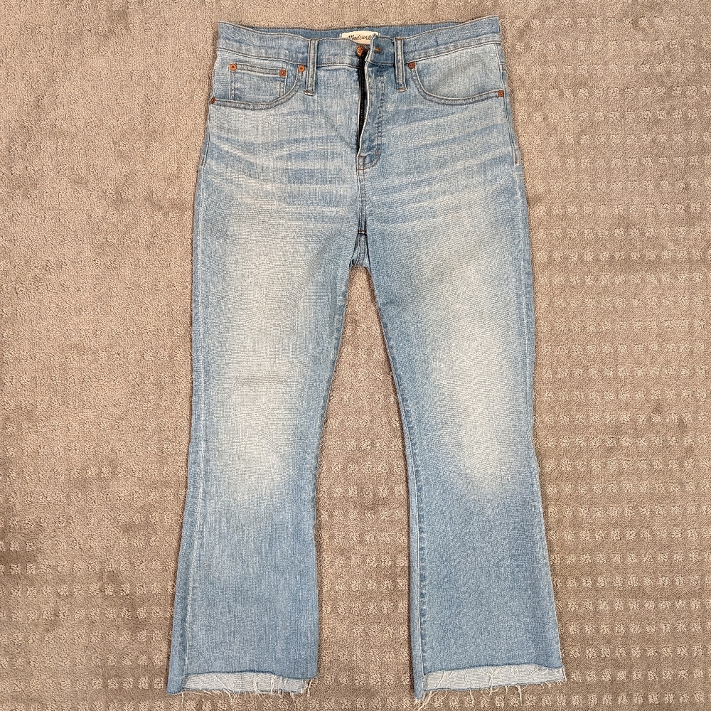 Madewell Light Wash Cali Demi-boot High Waisted Cropped Jeans Size 30